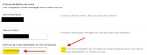 Alterar email na Plataforma NAU